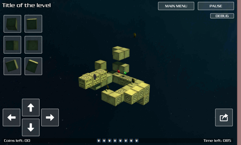 Touch buttons that will rotate the cubes, move the player and allows us to move back to the main menu