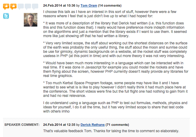 good feedback joindin